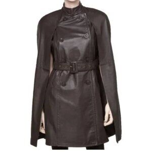 NEW LEON MAX Women's Genuine Leather Jacket With Cape S28/80